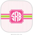 Personalized Hardbacked Coasters by Boatman Geller (Seersucker Band Pink & Green)