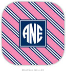 Personalized Hardbacked Coasters by Boatman Geller (Repp Tie Pink & Navy Preset)