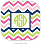 Personalized Hardbacked Coasters by Boatman Geller (Chevron Pink Navy & Lime)