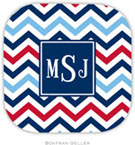 Personalized Hardbacked Coasters by Boatman Geller (Chevron Blue & Red Preset)