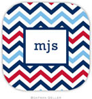 Personalized Hardbacked Coasters by Boatman Geller (Chevron Blue & Red)