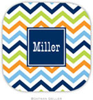 Personalized Hardbacked Coasters by Boatman Geller (Chevron Blue Orange & Lime Preset)