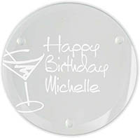 Martini Glass Laser Engraved Glass Coasters (Set of 4) by Embossed Graphics