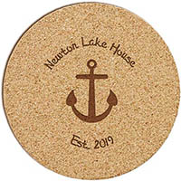 Personalized Cork Coasters - Anchor Design | Embossed Graphics