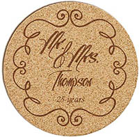 Personalized Cork Coasters - Mr. and Mrs. Design | Embossed Graphics