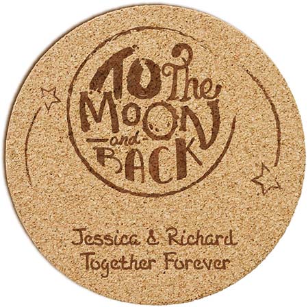 Personalized Cork Coasters - Lunar Design | Embossed Graphics