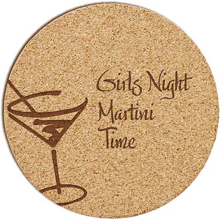 Personalized Cork Coasters - Martini Design | Embossed Graphics