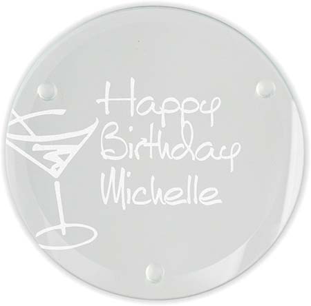 Martini Glass Laser Engraved Glass Coasters (Set of 4) by Embossed Graphics