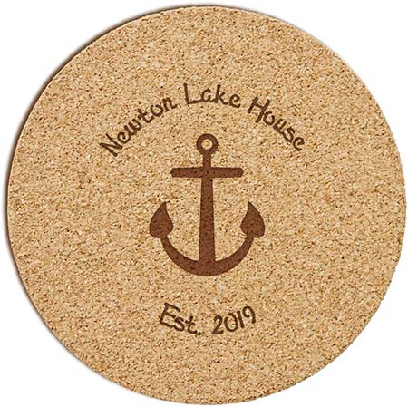 Personalized Cork Coasters - Anchor Design | Embossed Graphics