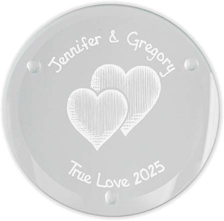 Party (Hearts) Laser Engraved Glass Coasters (Set of 4) by Embossed Graphics