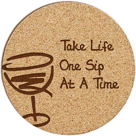 Personalized Cork Coasters - Wine Glass Design | Embossed Graphics