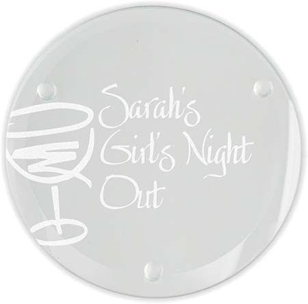Wine Glass Laser Engraved Glass Coasters (Set of 4) by Embossed Graphics