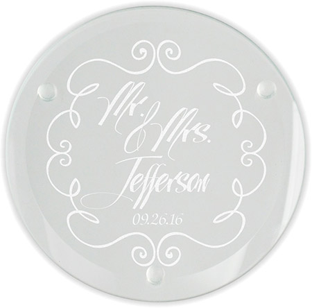 Mr. and Mrs. Laser Engraved Glass Coasters (Set of 4) by Embossed Graphics
