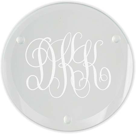 Bronson Monogram Laser Engraved Glass Coasters (Set of 4) by Embossed Graphics