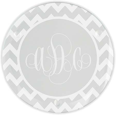 Reynosa Chevron Monogram Laser Engraved Glass Coasters (Set of 4) by Embossed Graphics