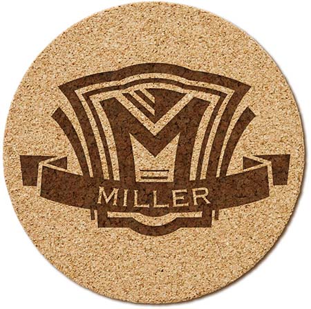 Personalized Cork Coasters - Shield Design | Embossed Graphics