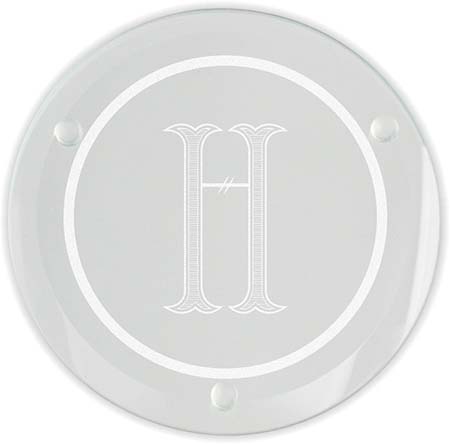 Rockford Initial Laser Engraved Glass Coasters (Set of 4) by Embossed Graphics