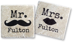 More Than Paper - Tumbled Coasters (Mr. & Mrs. Set - Travertine)