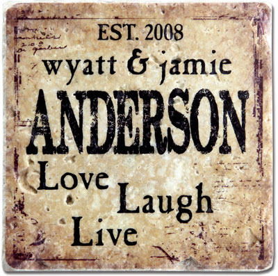 More Than Paper - Tumbled Coasters (Love Laugh Live - Travertine)