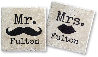 More Than Paper - Tumbled Coasters (Mr. & Mrs. Set - Travertine) More Than Paper - Tumbled Coasters (Mr. & Mrs. Set - Travertine)