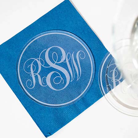 Hampton Monogram Acrylic Coasters by Three Designing Women