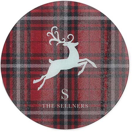 Personalized Round Cutting Boards by Carlson Craft (Family Plaid)