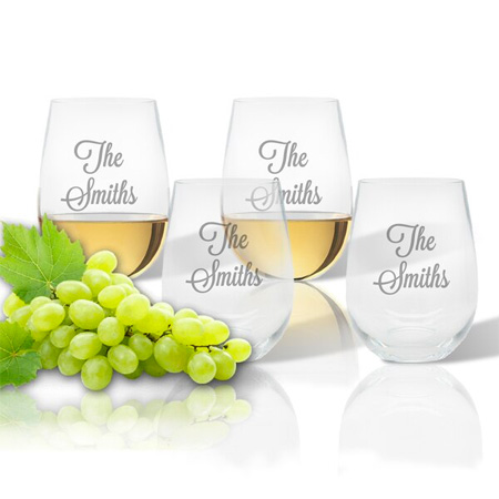 Personalized Tritan Stemless Wine Tumblers - Set of 4