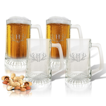 Personalized Glass Sports Mugs - Single Initial Icon