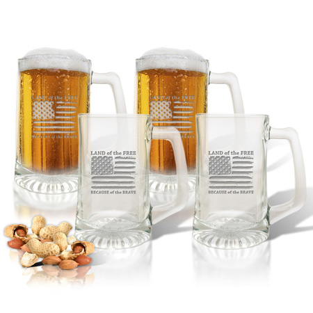 Glass Sports Mugs - Land Of The Free Glass Sports Mugs - Land Of The Free