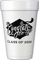 Congrats Class of 2024 (Black) Foam Cups