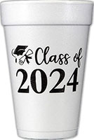 Class of 2024 Script (Black) Foam Cups