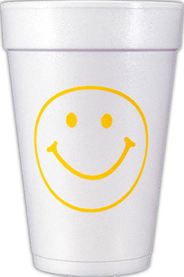 Smiley Face (Yellow) Foam Cups