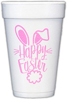 Happy Easter Bunny Ears/Tail (Bright Pink) Foam Cups