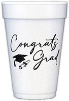 Congrats Grad (Black) Foam Cups