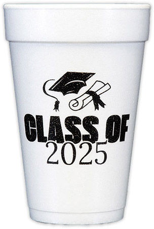 Class of 2025 Cap & Diploma (Black) Foam Cups Class of 2025 Cap & Diploma (Black) Foam Cups