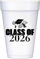 Class of 2026 Cap & Diploma (Black) Foam Cups