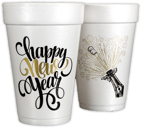 Happy New Year Script Foam Cups Happy New Year Script Foam Cups