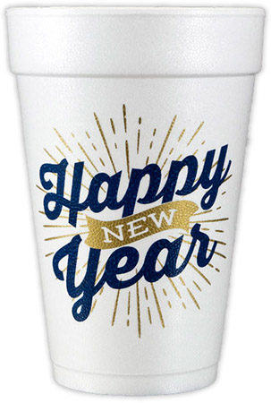 Happy New Year Banner Foam Cups Happy New Year Banner Foam Cups