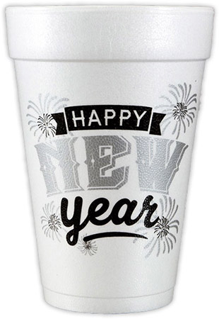 Happy New Year Fireworks Foam Cups Happy New Year Fireworks Foam Cups
