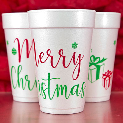 Merry Christmas Gifts Holiday Foam Cups
