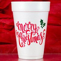 Merry Christmas Script Holiday Foam Cups