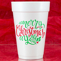 Merry Christmas Y'all Holiday Foam Cups