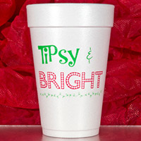 Tipsy & Bright Holiday Foam Cups