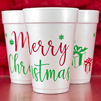 Merry Christmas Gifts Holiday Foam Cups