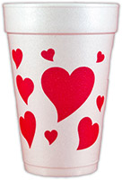 Scattered Hearts Foam Cups