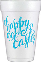 Happy Easter Script (Caribbean Blue) Foam Cups