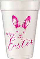 Happy Easter Bunny Face (Bright Pink) Foam Cups