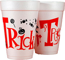 Trick R Treat (Orange/Black) Foam Cups