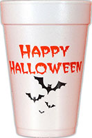 Happy Halloween with Bats (Orange/Black) Foam Cups