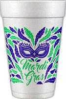 Mardi Gras Mask (Purple/Green) Foam Cups